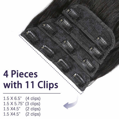 Authris 4-Piece Clip-In Human Hair Extensions | Natural Black