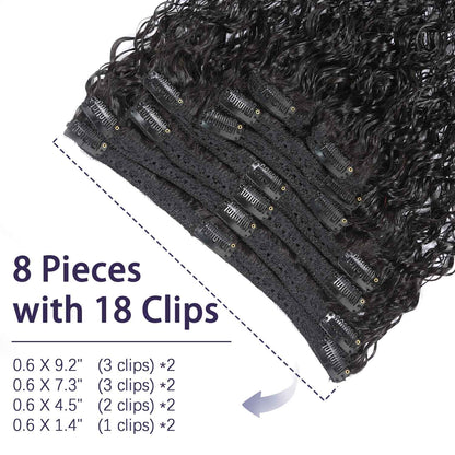Authris Water Wave 8-Piece Clip-In Human Hair Extensions | Natural Black
