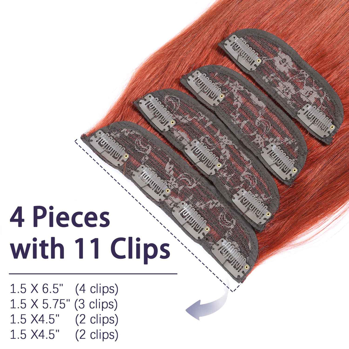 Authris Straight 4-Piece Clip-In Human Hair Extensions | Auburn Brown