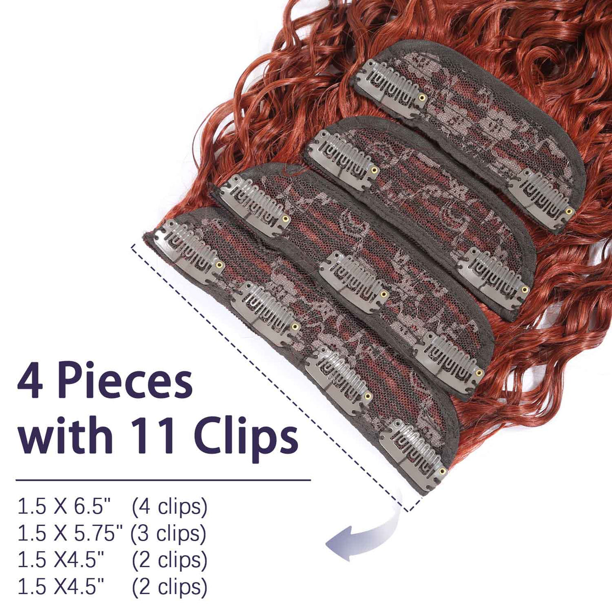 Authris Water Wave 4-Piece Clip-In Human Hair Extensions | Auburn Brown