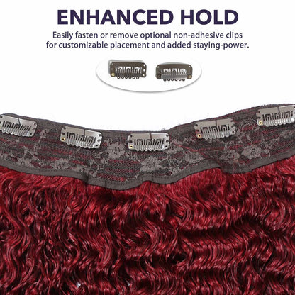 Authris Deep Wave 1-Piece Clip-In Human Hair Extensions | Burgundy