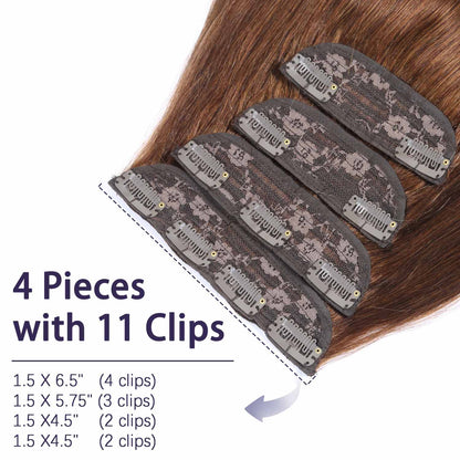 Authris 4-Piece Clip-In Human Hair Extensions | Chocolate Brown