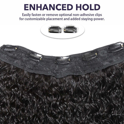 Authris Water Wave 1-Piece Clip-In Human Hair Extensions | Natural Black