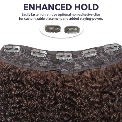 Authris Curly 1-Piece Clip-In Human Hair Extensions | Chocolate Brown