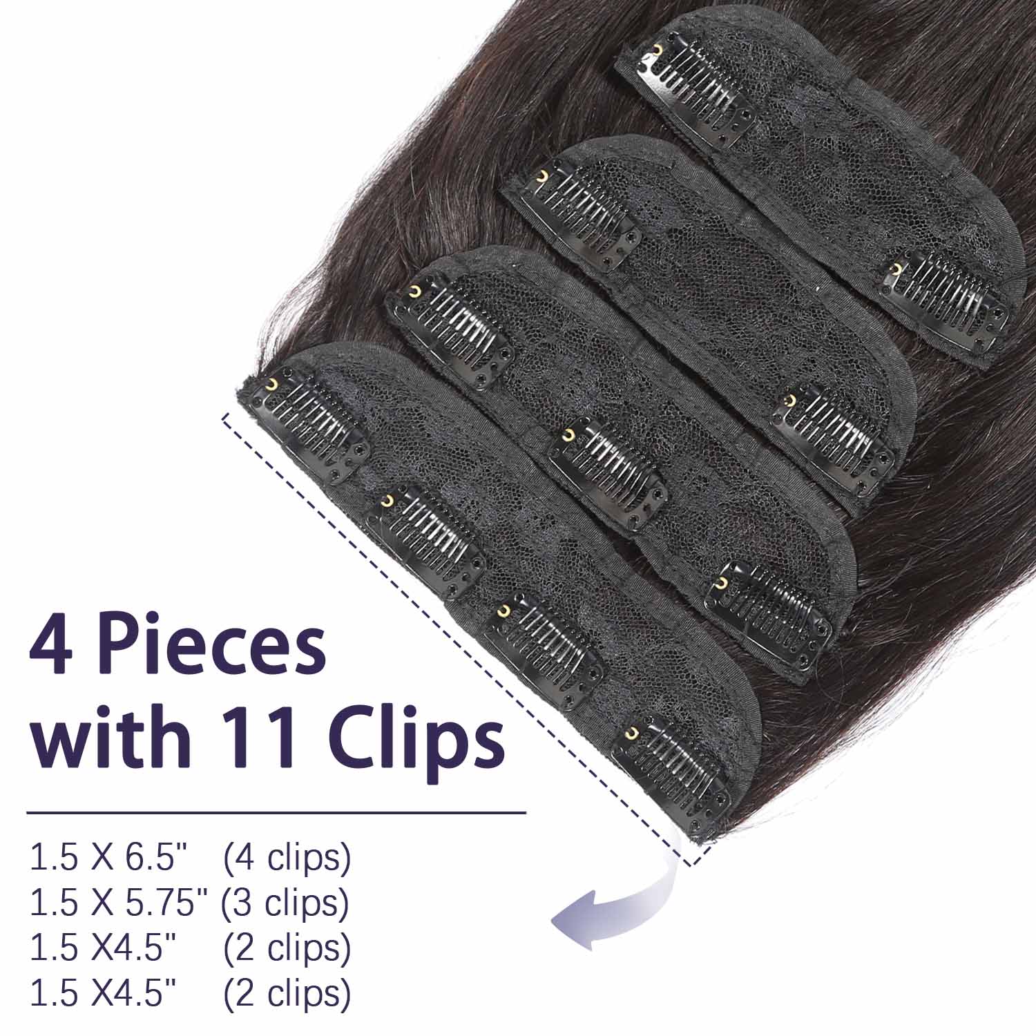 Authris Straight 4-Piece Clip-In Human Hair Extensions | Natural Black