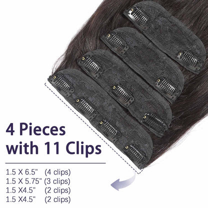 Authris Straight 4-Piece Clip-In Human Hair Extensions | Natural Black