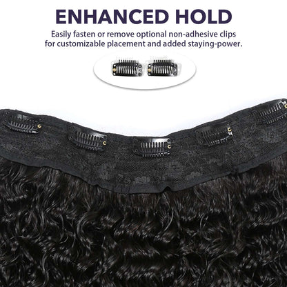 Authris Deep Wave 1-Piece Clip-In Human Hair Extensions | Natural Black