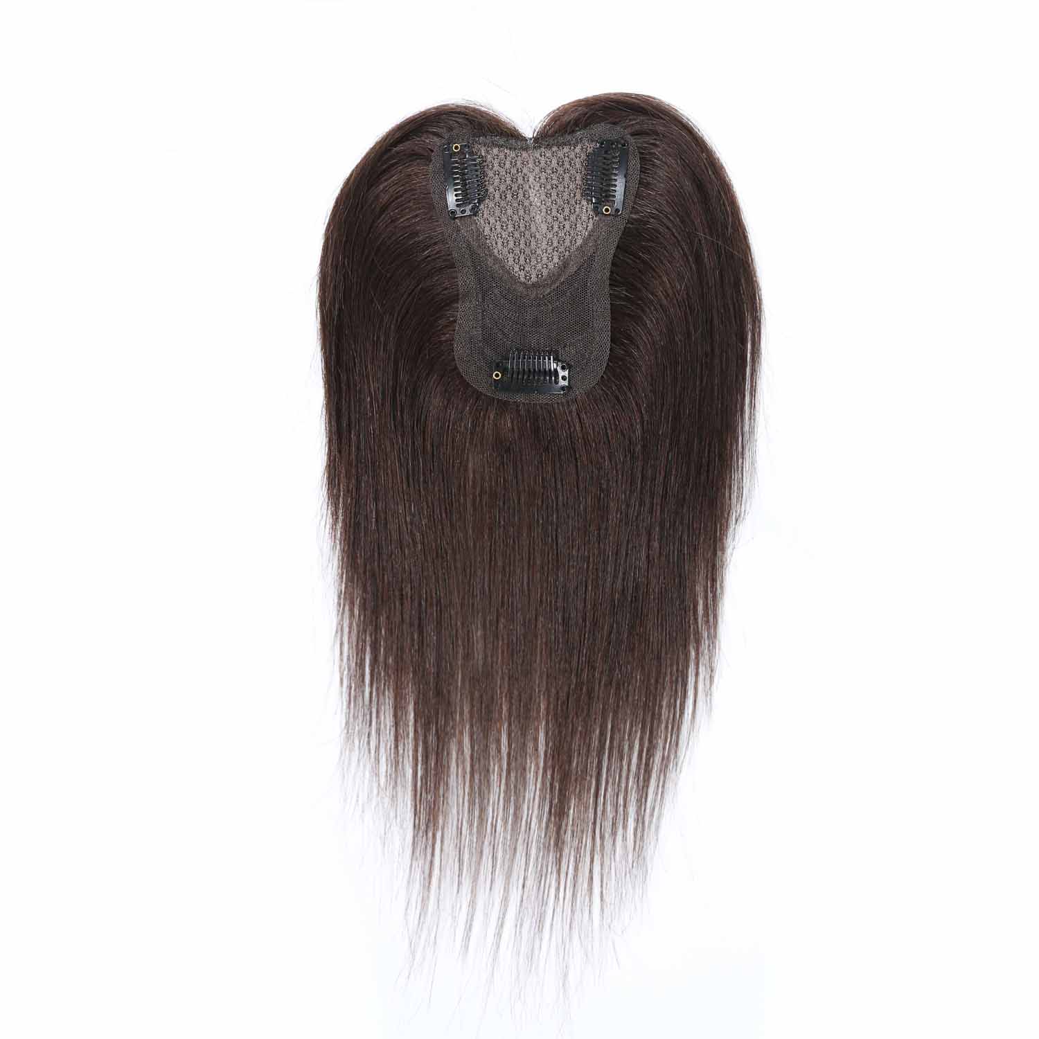 Authris Straight Heart-shaped middle parting Hair Topper for women | Chocolate Brown