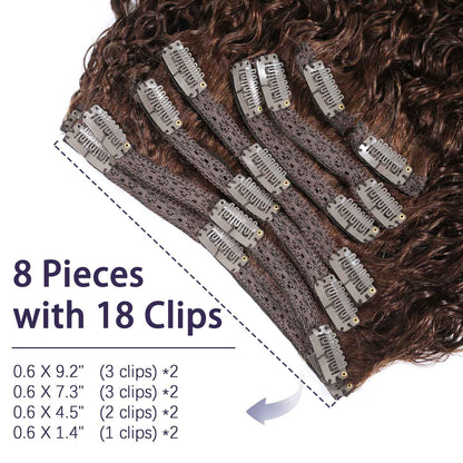 Authris Water Wave 8-Piece Clip-In Human Hair Extensions | Chocolate Brown