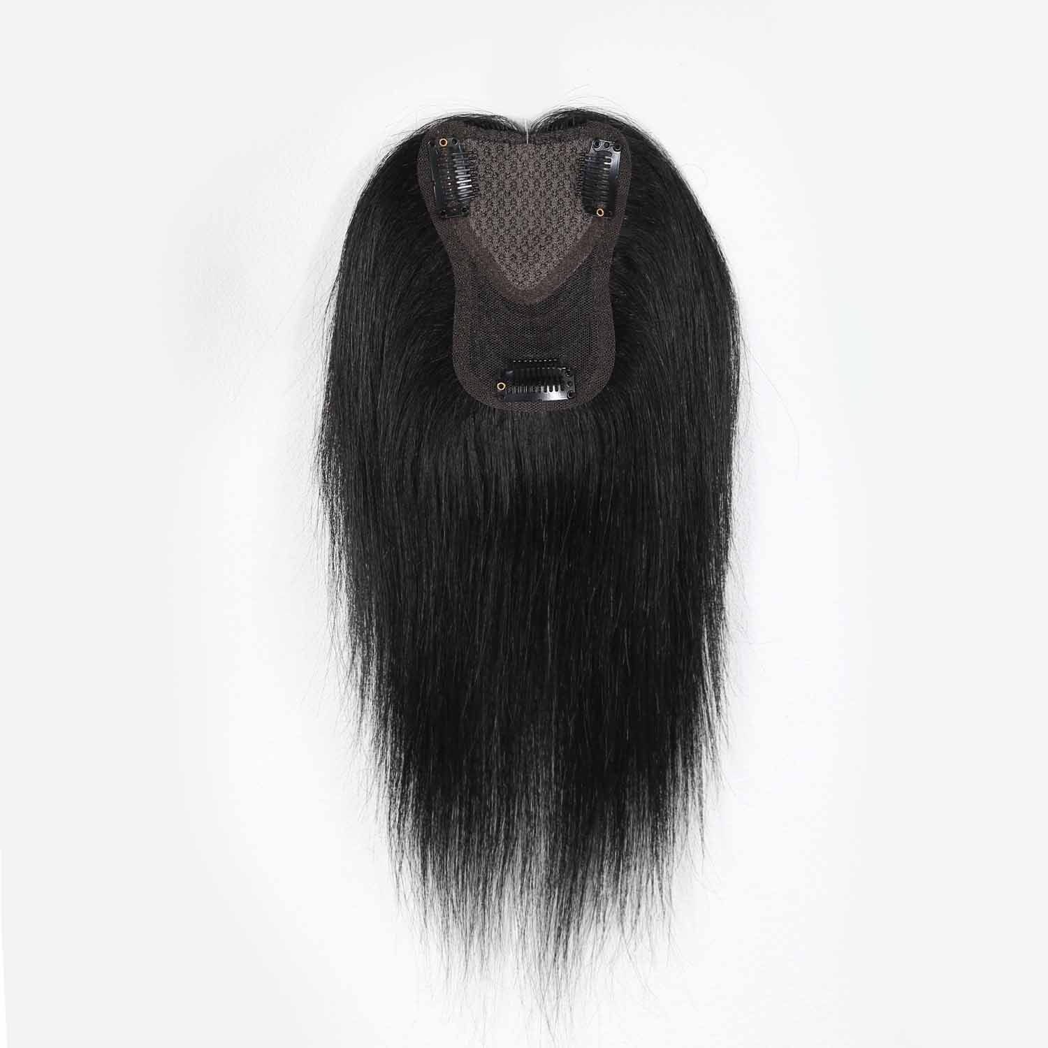 Authris Straight Heart-shaped middle parting Hair Topper for women | Natural Black