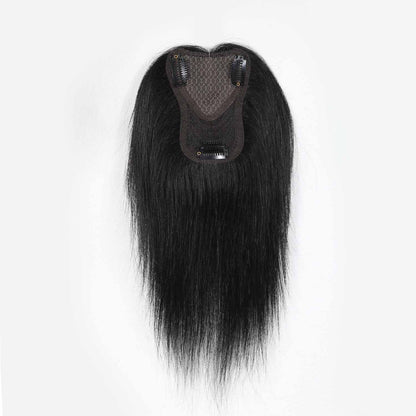 Authris Straight Heart-shaped middle parting Hair Topper for women | Natural Black