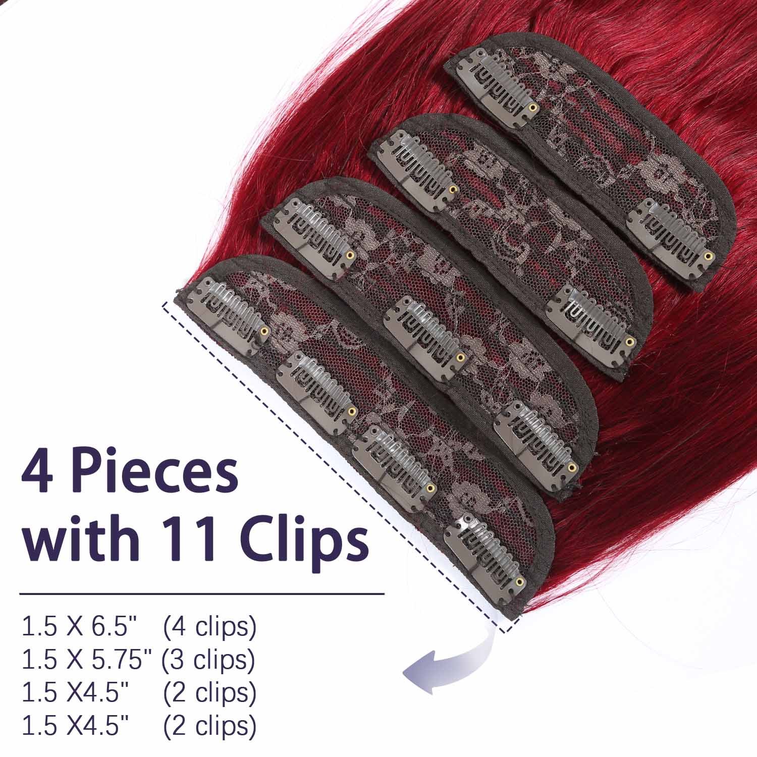 Authris Straight 4-Piece Clip-In Human Hair Extensions | Burgundy