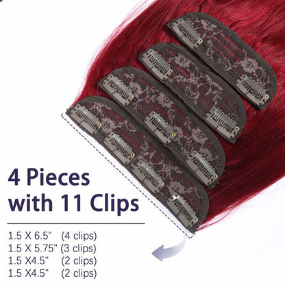 Authris Straight 4-Piece Clip-In Human Hair Extensions | Burgundy