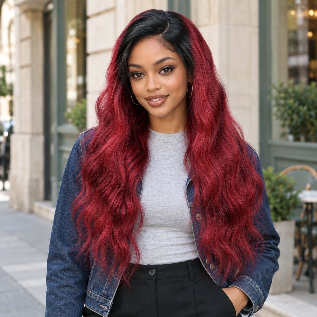 AUTHRIS Body Wave Lace Front Wig | Burgundy Ombre