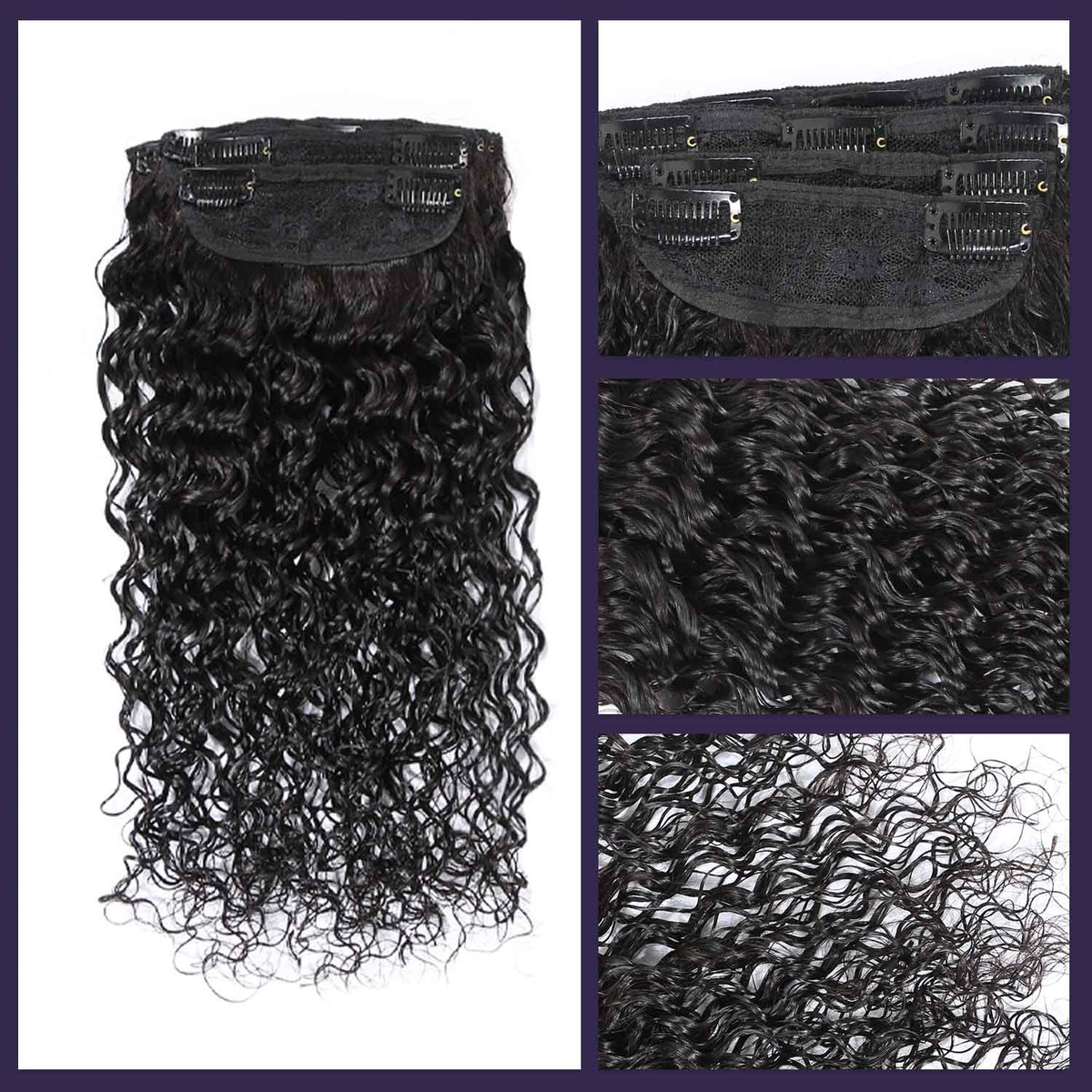 Authris Deep Wave 4-Piece Clip-In Human Hair Extensions | Natural Black
