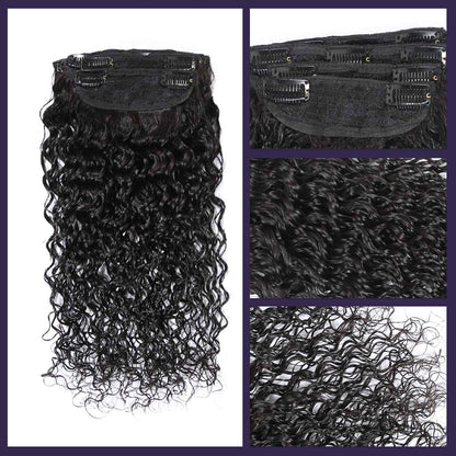 Authris Deep Wave 4-Piece Clip-In Human Hair Extensions | Natural Black