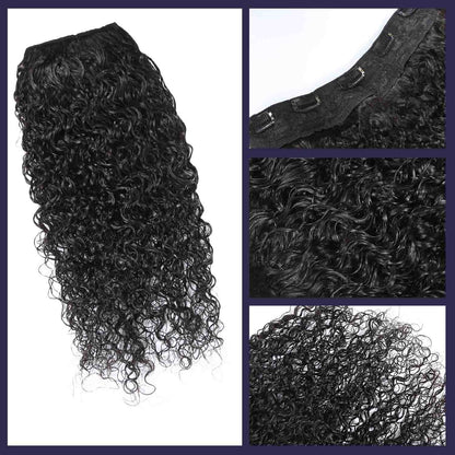 Authris Curly 1-Piece Clip-In Human Hair Extensions | Natural Black