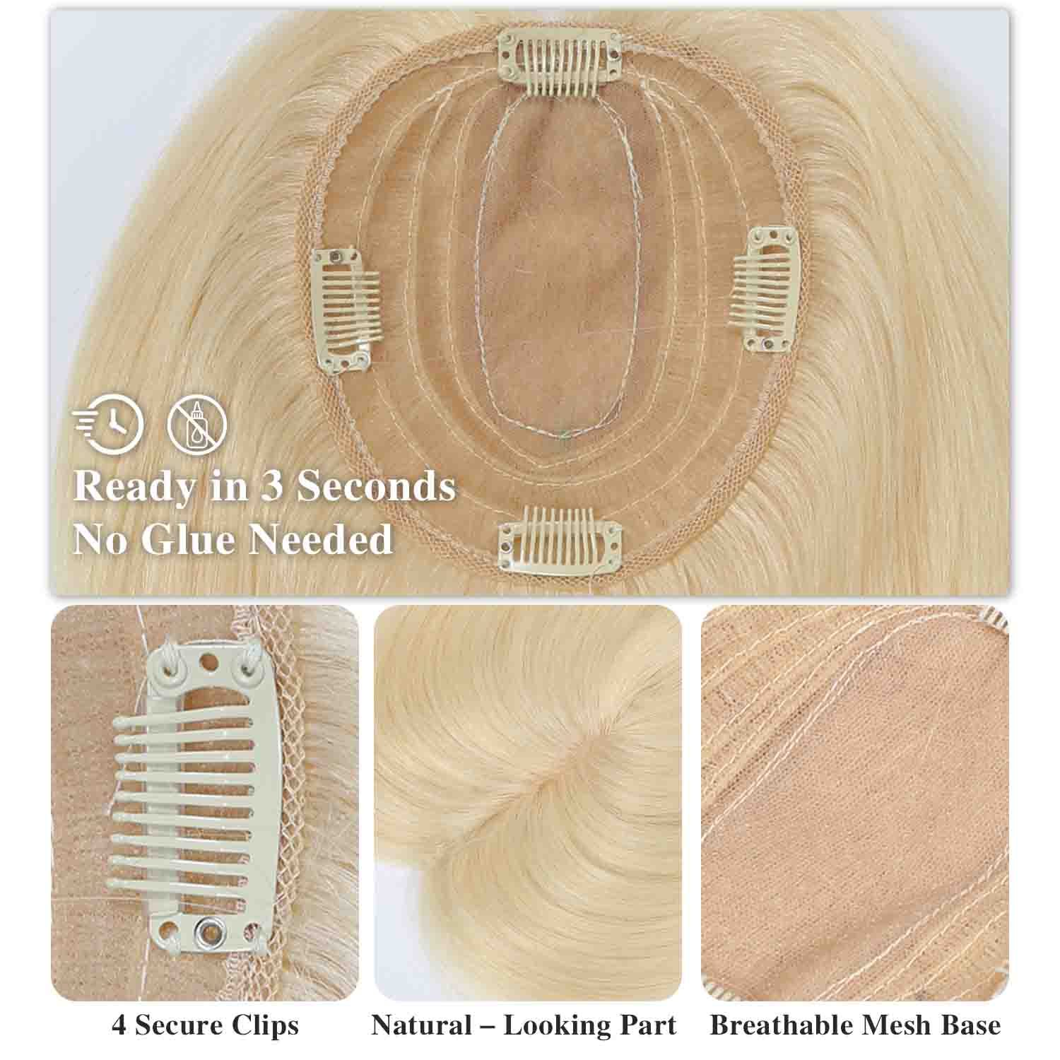 Authris Straight Simulated Scalp Hair Topper for Women | Light  Blonde