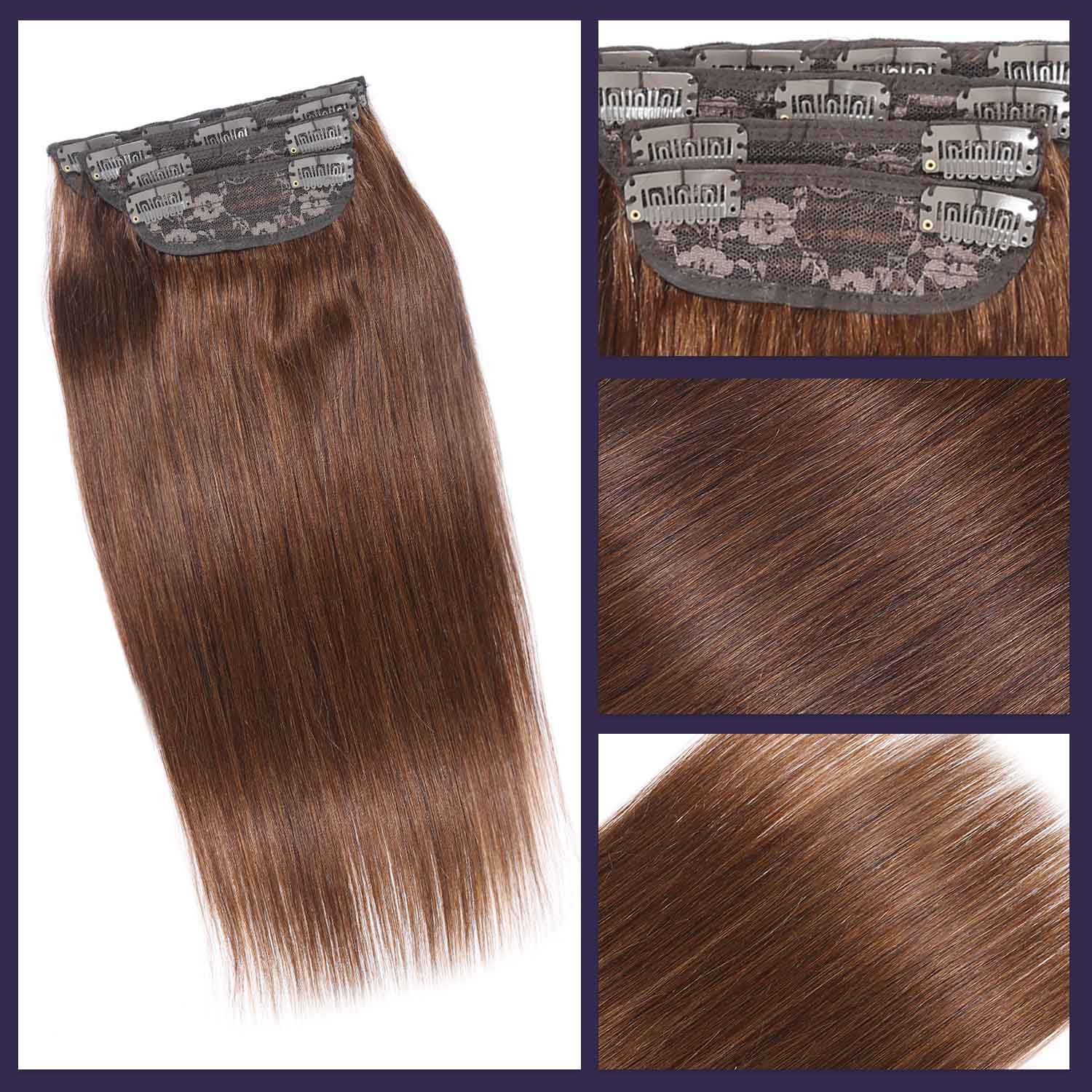 Authris 4-Piece Clip-In Human Hair Extensions | Chocolate Brown