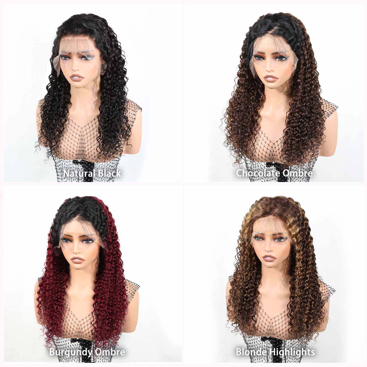 Authris Deep Wave HD Lace Front Human Hair Wig | Burgundy Ombre