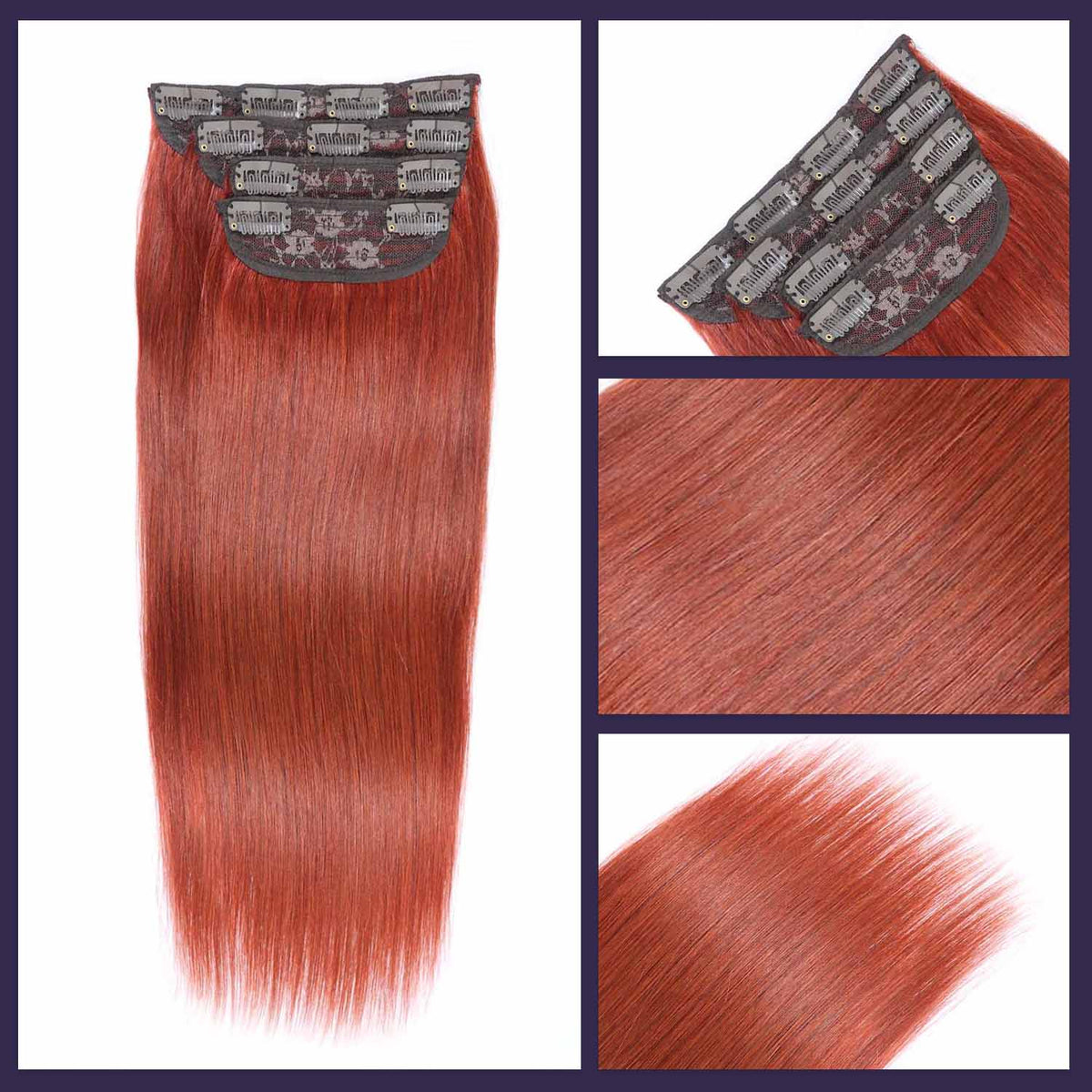Authris Straight 4-Piece Clip-In Human Hair Extensions | Auburn Brown