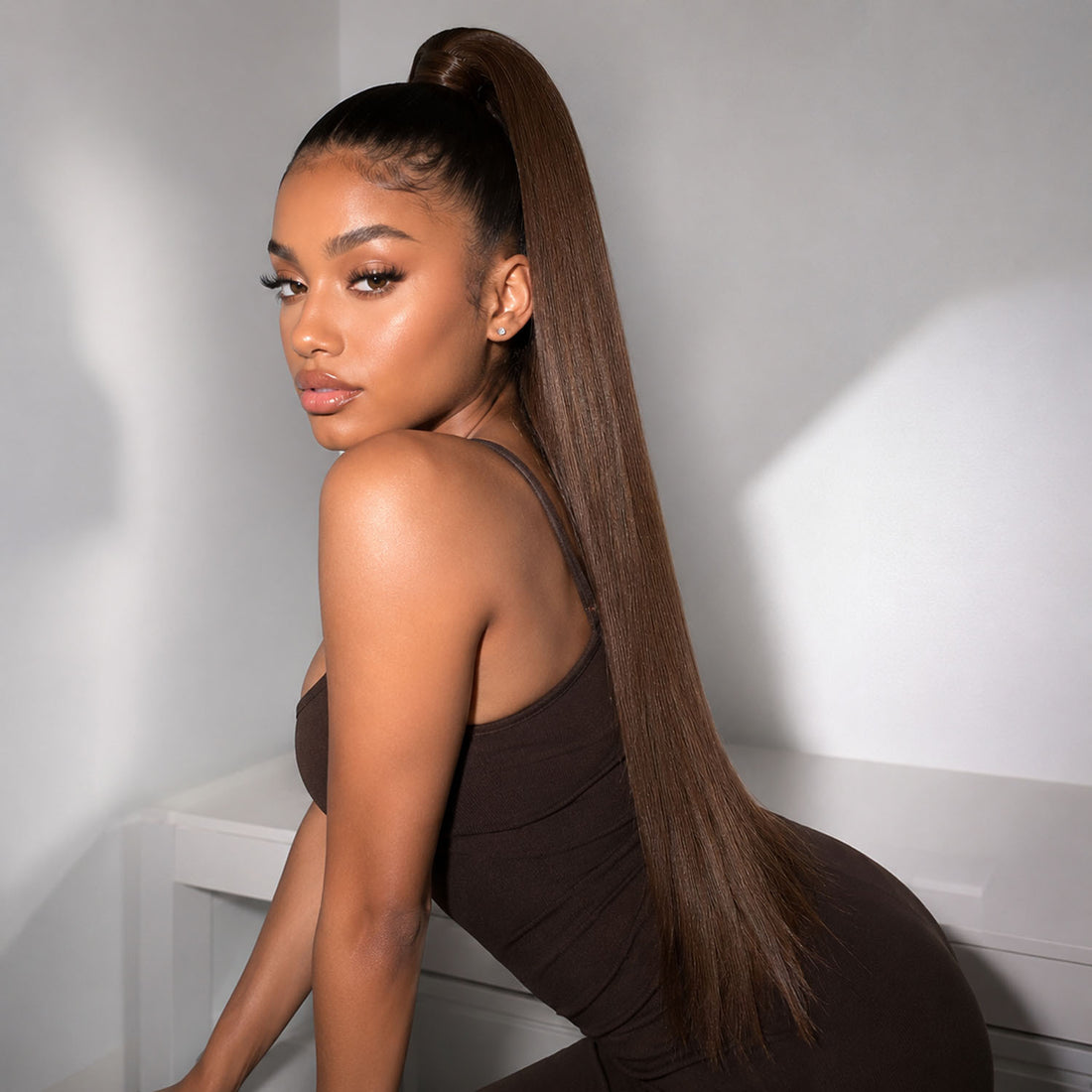 Authris Straight Human Hair Instant Wrap Ponytail | Chocolate Brown