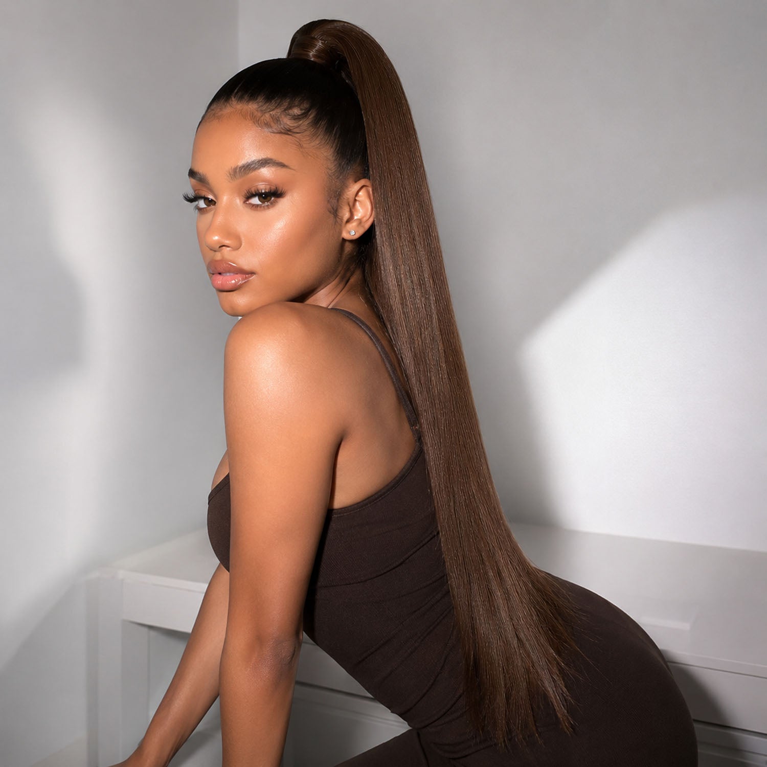 Authris Straight Human Hair Instant Wrap Ponytail | Chocolate Brown