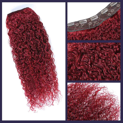 Authris Curly 1-Piece Clip-In Human Hair Extensions | Burgundy