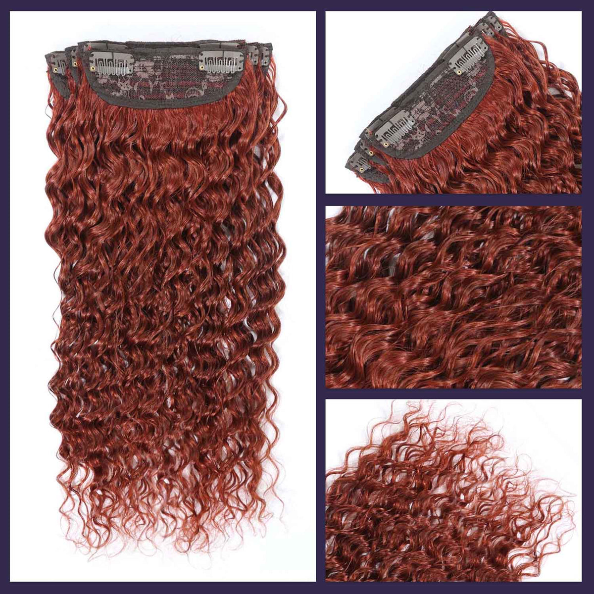 Authris Deep Wave 4-Piece Clip-In Human Hair Extensions | Auburn Brown