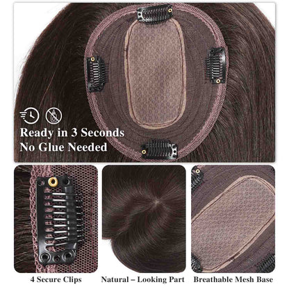 Authris Straight Simulated Scalp Hair Topper for Women | Dark Brown