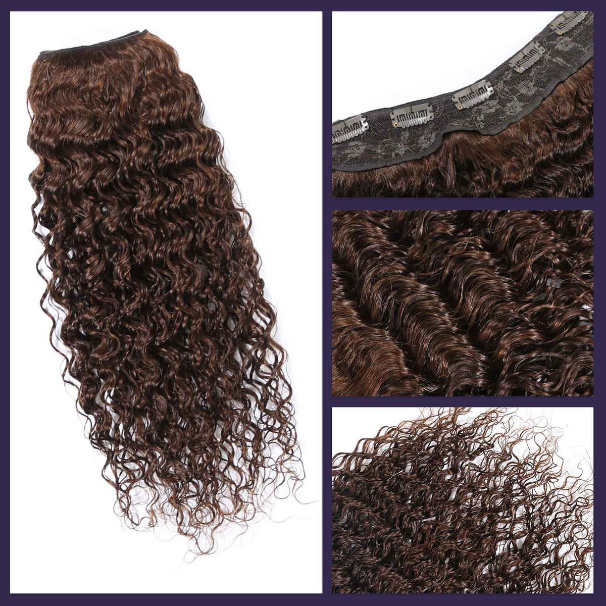 Authris Deep Wave 1-Piece Clip-In Human Hair Extensions | Chocolate Brown