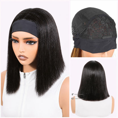 Authris Straight Headband Bob Human Hair Wig | Natural Black