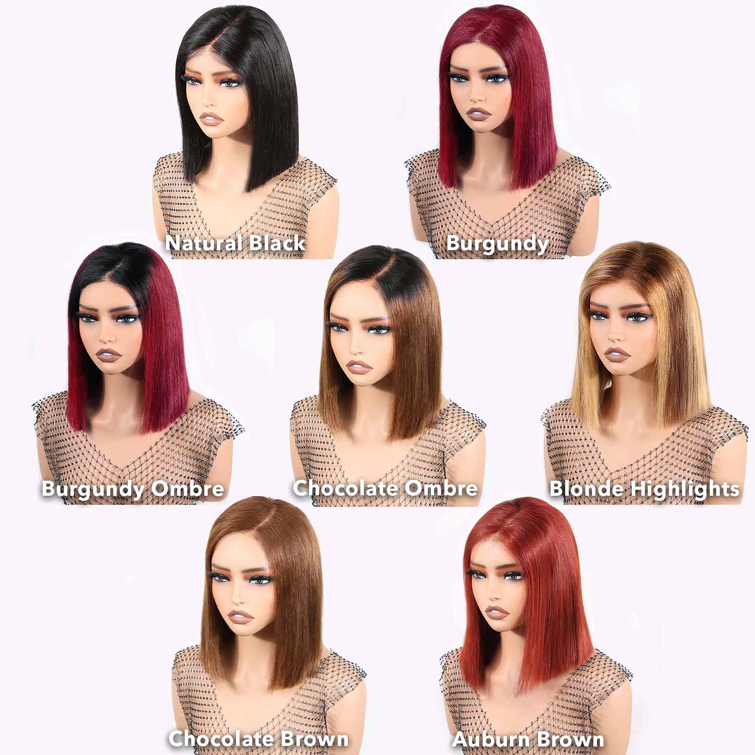 Authris Straight Bob Human Hair Wig | Auburn Brown