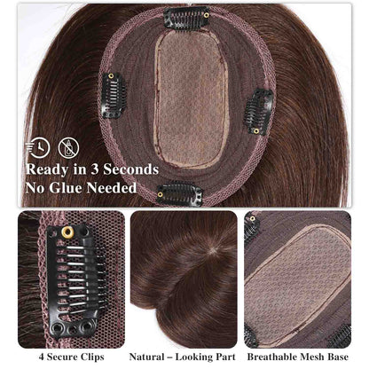Authris Straight Simulated Scalp Hair Topper for Women | Medium Brown