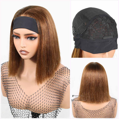Authris Straight Headband Bob Human Hair Wig | Chocolate Brown