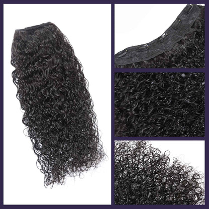 Authris Water Wave 1-Piece Clip-In Human Hair Extensions | Natural Black