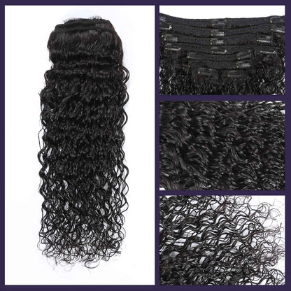 Authris Deep Wave 8-Piece Clip-In Human Hair Extensions | Natural Black