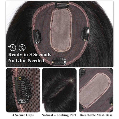 Authris Straight Simulated Scalp Hair Topper for Women | Natural Black