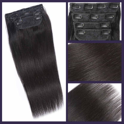Authris Straight 4-Piece Clip-In Human Hair Extensions | Natural Black