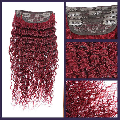 Authris Deep Wave 4-Piece Clip-In Human Hair Extensions | Burgundy