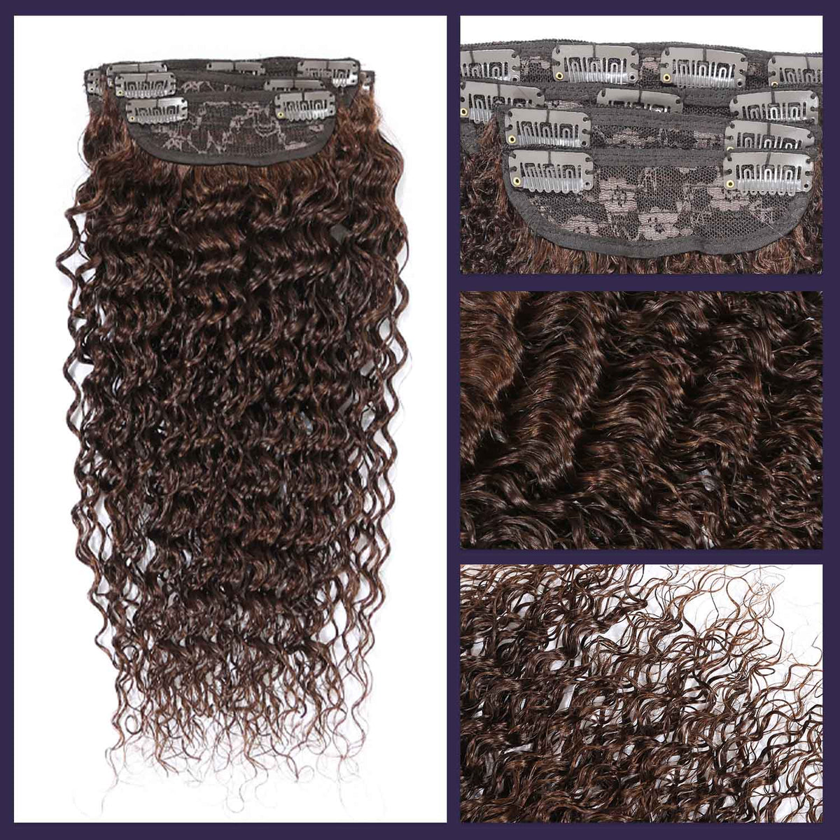 Authris Deep Wave 4-Piece Clip-In Human Hair Extensions | Chocolate Brown