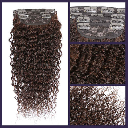 Authris Deep Wave 4-Piece Clip-In Human Hair Extensions | Chocolate Brown