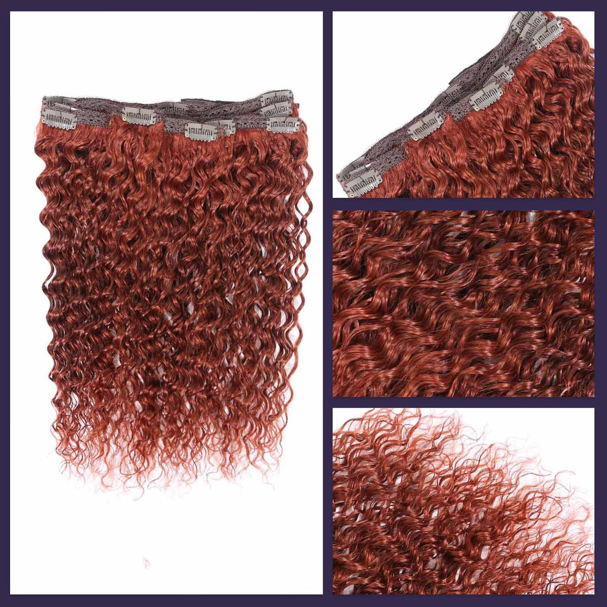 Authris Deep Wave 8-Piece Clip-In Human Hair Extensions | Auburn Brown