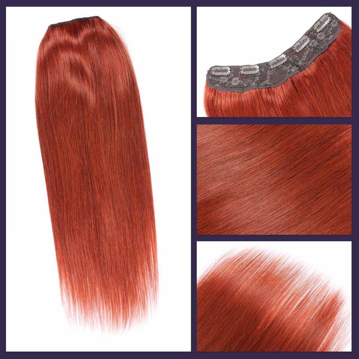 Authris Straight 1-Piece Clip-In Human Hair Extensions | Auburn Brown