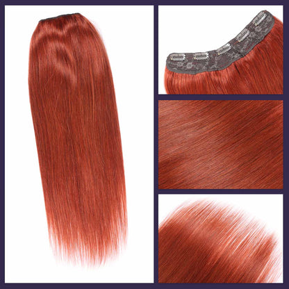 Authris Straight 1-Piece Clip-In Human Hair Extensions | Auburn Brown