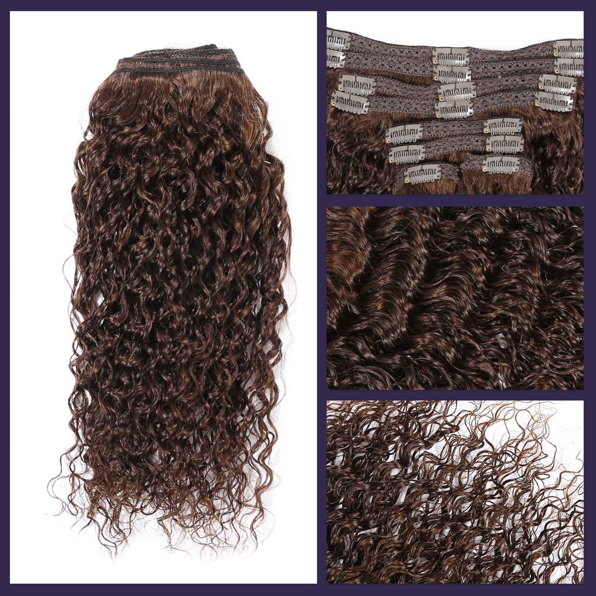 Authris Deep Wave 8-Piece Clip-In Human Hair Extensions | Chocolate Brown