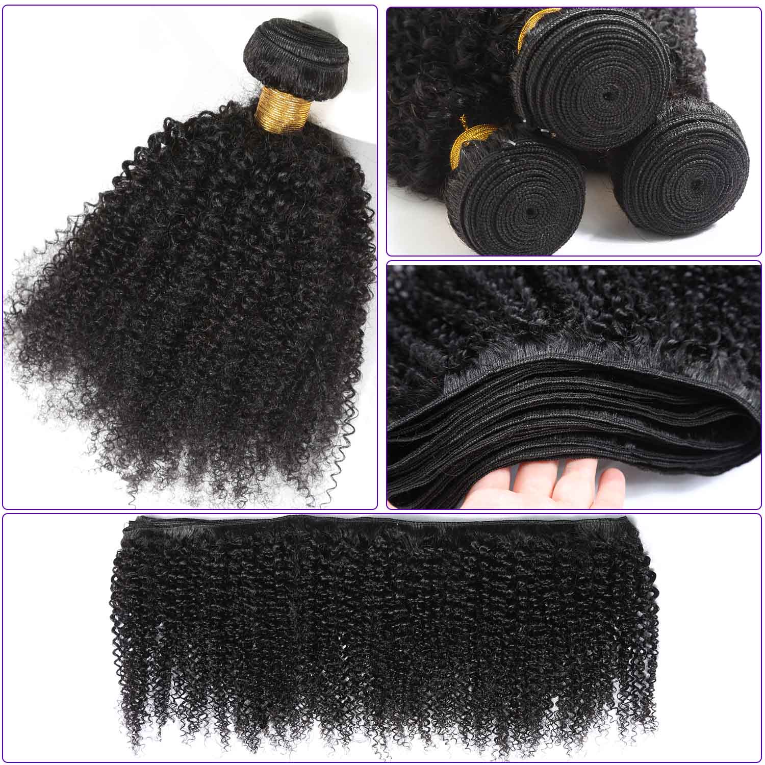 Authris Afro Kinky Curly Human Hair Bundles | Natural Black
