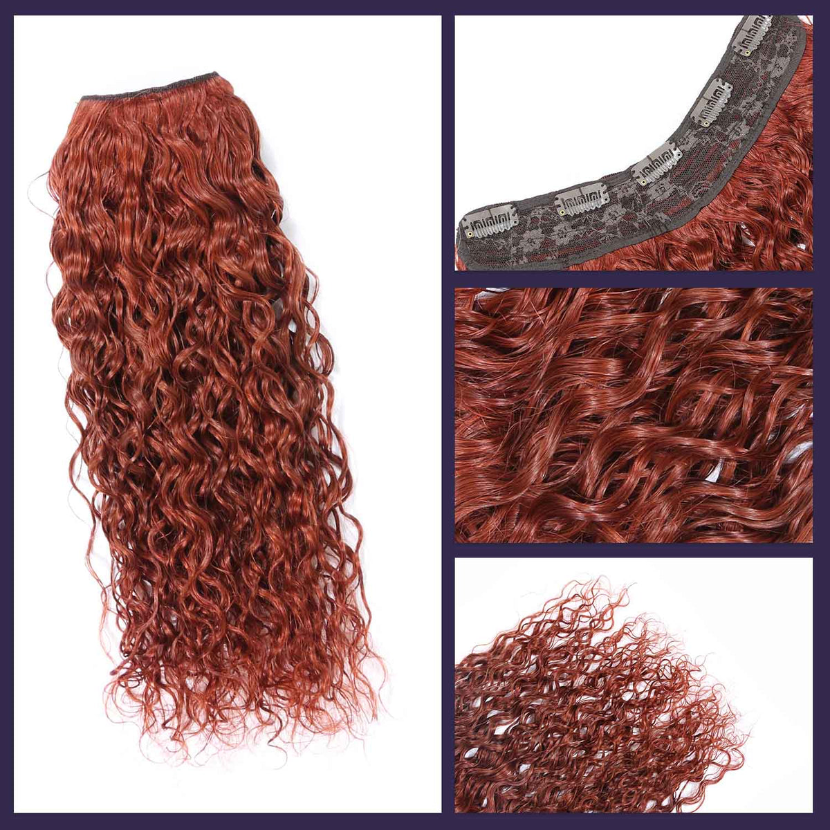 Authris Water Wave 1-Piece Clip-In Human Hair Extensions | Auburn Brown