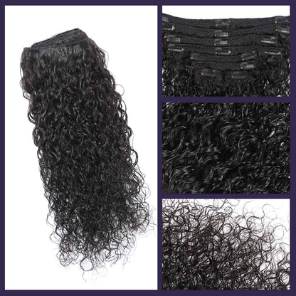 Authris Water Wave 8-Piece Clip-In Human Hair Extensions | Natural Black