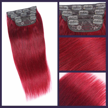 Authris Straight 4-Piece Clip-In Human Hair Extensions | Burgundy